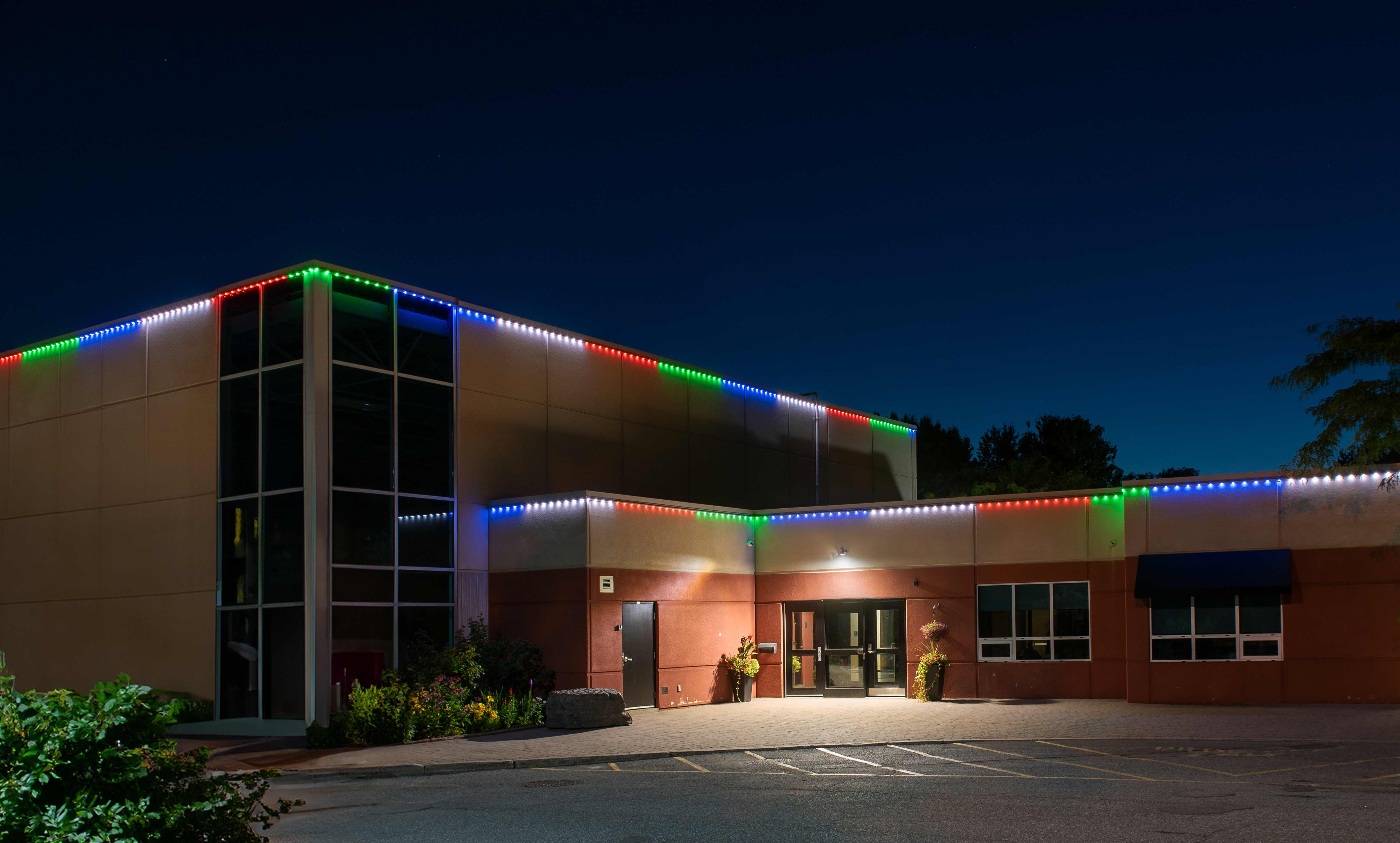 Commercial property illuminated with Celebright permanent lighting installation